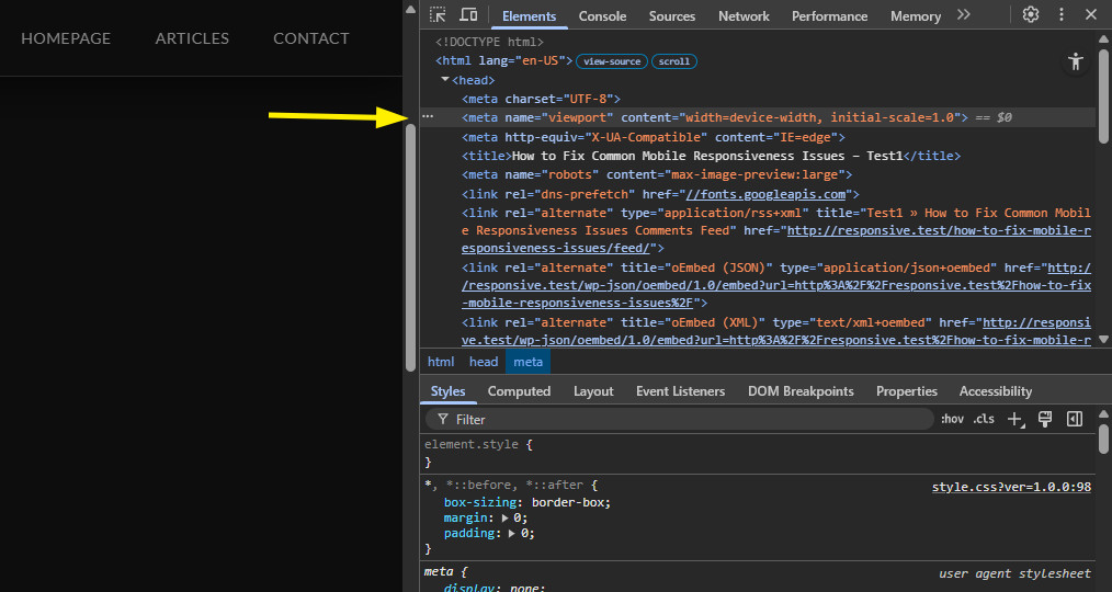 Viewport Meta Tag